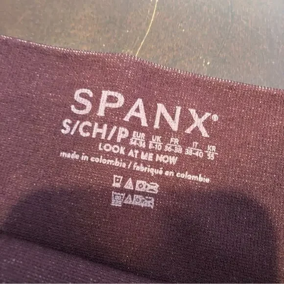 Spanx Jammy Plum maroon pink track stripe seamless leggings size Small NWT - Picture 14 of 15